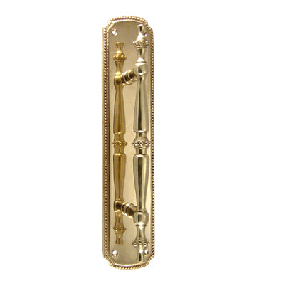 COPPER MOUNTAIN HARDWARE 11 1/2 Inch Solid Brass Beaded Door Pull (Polished Brass Finish)