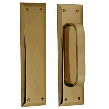 COPPER MOUNTAIN HARDWARE 10 Inch Quaker Style Pull and Push Plate Set (Antique Brass Finish)