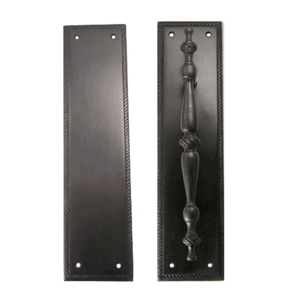 COPPER MOUNTAIN HARDWARE 11 1/2 Inch Georgian Roped Style Door Pull and Push Plate (Oil Rubbed Bronze Finish)