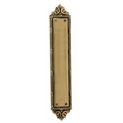 COPPER MOUNTAIN HARDWARE 13 3/4 Inch Solid Brass Ribbon & Reed Push Plate (Antique Brass Finish)