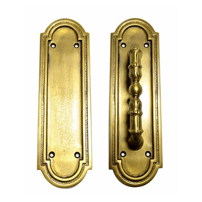 COPPER MOUNTAIN HARDWARE 8 3/8 Inch Solid Brass Arched Style Push And Pull Plate (Antique Brass Finish)