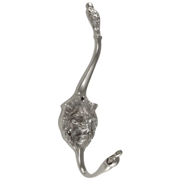 COPPER MOUNTAIN HARDWARE Traditional Solid Brass Lion Head Coat Hook (Polished Chrome Finish)