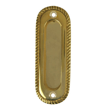 COPPER MOUNTAIN HARDWARE Oval Georgian Roped Solid Brass Pocket Door Pull (Polished Brass Finish)