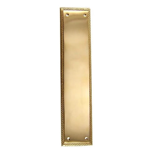 11 1/2 Inch Solid Brass Georgian Roped Style Door Pull and Plate (Lacquered Brass Finish) COPPER MOUNTAIN HARDWARE