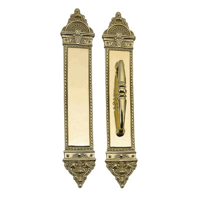 COPPER MOUNTAIN HARDWARE 16 1/4 Inch European Door Pull & Push Plate Set (Polished Brass Finish)