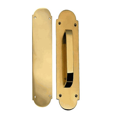 COPPER MOUNTAIN HARDWARE 12 Inch Traditional Style Door Push and Pull Plate Set (Polished Brass Finish)