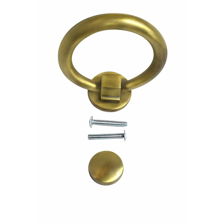 COPPER MOUNTAIN HARDWARE 5 1/2 Inch (3 1/2 Inch c-c) Solid Brass Traditional Ring Door Knocker (Antique Brass Finish)