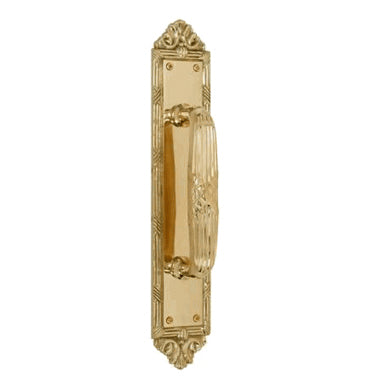 COPPER MOUNTAIN HARDWARE 13 3/4 Inch Solid Brass Ribbon & Reed Door Pull (Lacquered Brass Finish)