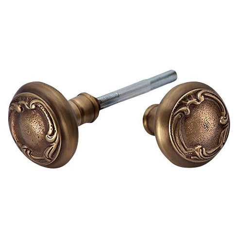 COPPER MOUNTAIN HARDWARE Solid Brass Lafayette Swirl Spare Door Knob Set (Antique Brass)