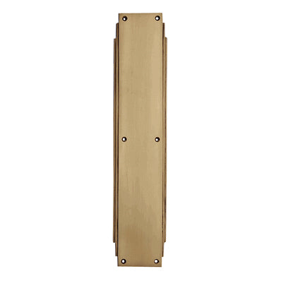 COPPER MOUNTAIN HARDWARE 14 Inch Solid Brass Art Deco Skyscraper Push Plate (Antique Brass Finish)