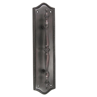 COPPER MOUNTAIN HARDWARE 12 Inch Georgian Oval Roped Style Door Pull & Plate (Oil Rubbed Bronze Finish)