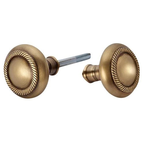 COPPER MOUNTAIN HARDWARE Solid Brass Georgian Roped Spare Door Knob Set (Antique Brass)