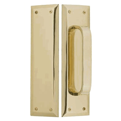 COPPER MOUNTAIN HARDWARE 10 Inch Quaker Style Pull and Push Plate Set (Polished Brass Finish)