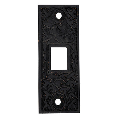 COPPER MOUNTAIN HARDWARE 2 1/4 Inch Solid Brass Rice Pattern Pocket Door Strike Plate (Oil Rubbed Bronze)