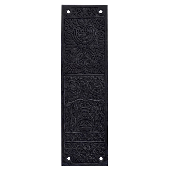 10 Inch Broken Leaf Pattern Solid Brass Push Plate (Oil Rubbed Bronze Finish) COPPER MOUNTAIN HARDWARE