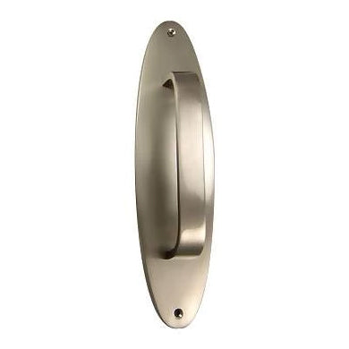 COPPER MOUNTAIN HARDWARE 11 Inch Traditional Oval Style Door Pull & Plate (Brushed Nickel Finish)