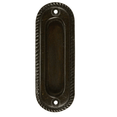 COPPER MOUNTAIN HARDWARE Oval Georgian Roped Solid Brass Pocket Door Pull (Oil Rubbed Bronze Finish)