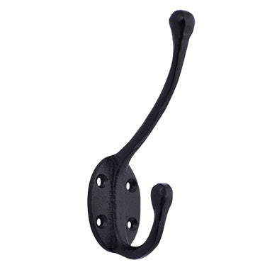 COPPER MOUNTAIN HARDWARE Traditional Solid Iron Coat Hook (Matte Black Finish)