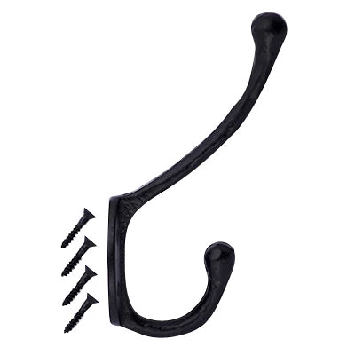 COPPER MOUNTAIN HARDWARE Traditional Solid Iron Coat Hook (Matte Black Finish)