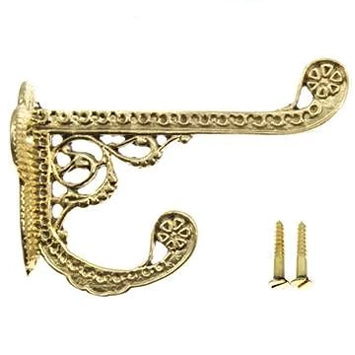 COPPER MOUNTAIN HARDWARE Solid Cast Brass Victorian Eastlake Style Hook (Polished Brass Finish)