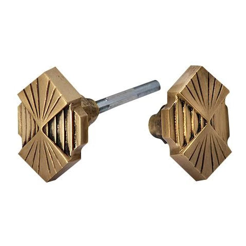 COPPER MOUNTAIN HARDWARE Solid Brass Art Deco Fanfare Spare Door Knob Set (Antique Brass)