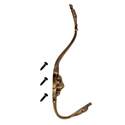 COPPER MOUNTAIN HARDWARE Traditional Solid Brass Lion Head Coat Hook (Antique Brass Finish)