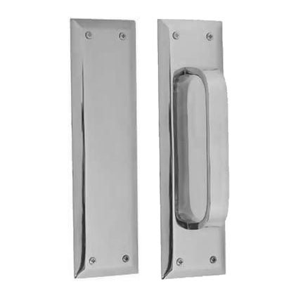 COPPER MOUNTAIN HARDWARE 10 Inch Quaker Style Pull and Push Plate Set (Polished Chrome Finish)