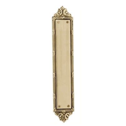 COPPER MOUNTAIN HARDWARE 13 3/4 Inch Solid Brass Ribbon & Reed Push Plate (Polished Brass Finish)