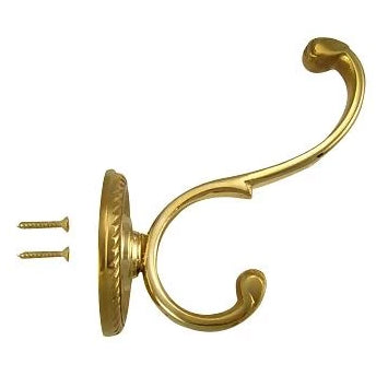 Copper Mountain Hardware Solid Brass Georgian Roped Coat Hook (Polished Brass Finish)