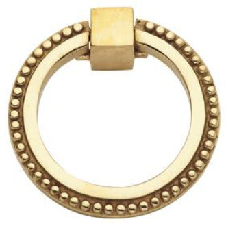 COPPER MOUNTAIN HARDWARE 3 Inch Solid Brass Beaded Drawer Ring Pull (Polished Brass)