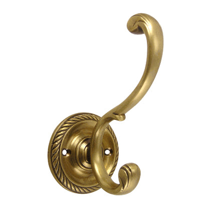 Copper Mountain Hardware Solid Brass Georgian Coat Hook (Antique Brass Finish)