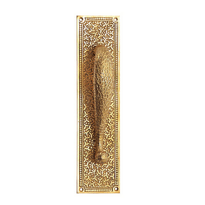 COPPER MOUNTAIN HARDWARE 12 Inch Solid Brass Rice Pattern Door Pull (Polished Brass Finish)