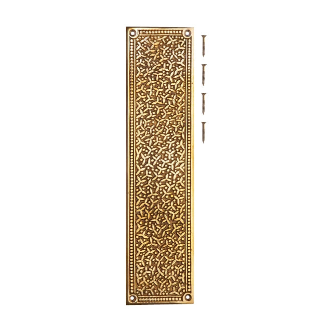 COPPER MOUNTAIN HARDWARE 12 Inch Solid Brass Rice Pattern Push Plate (Polished Brass Finish)