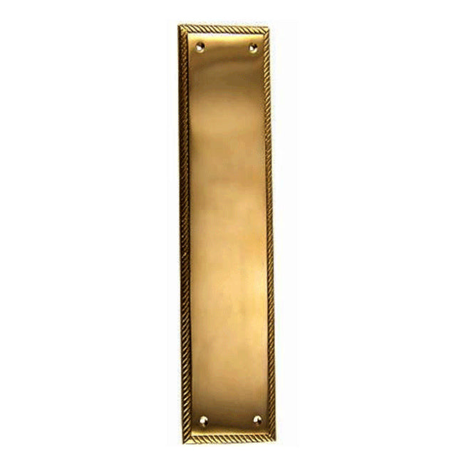 COPPER MOUNTAIN HARDWARE 11 1/2 Inch Georgian Roped Style Door Pull and Push Plate (Antique Brass Finish)