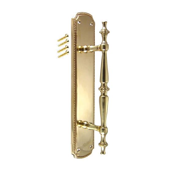 COPPER MOUNTAIN HARDWARE 11 1/2 Inch Solid Brass Beaded Door Pull (Polished Brass Finish)