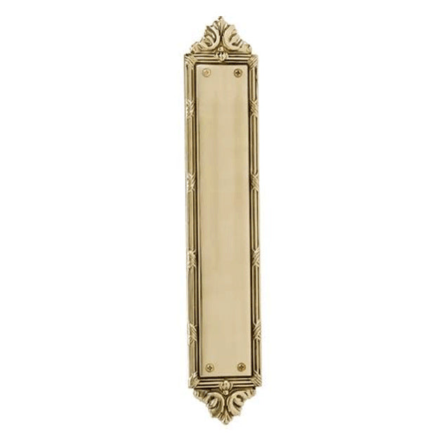 COPPER MOUNTAIN HARDWARE 13 3/4 Inch Solid Brass Ribbon & Reed Door Pull and Push Plate (Polished Brass Finish)