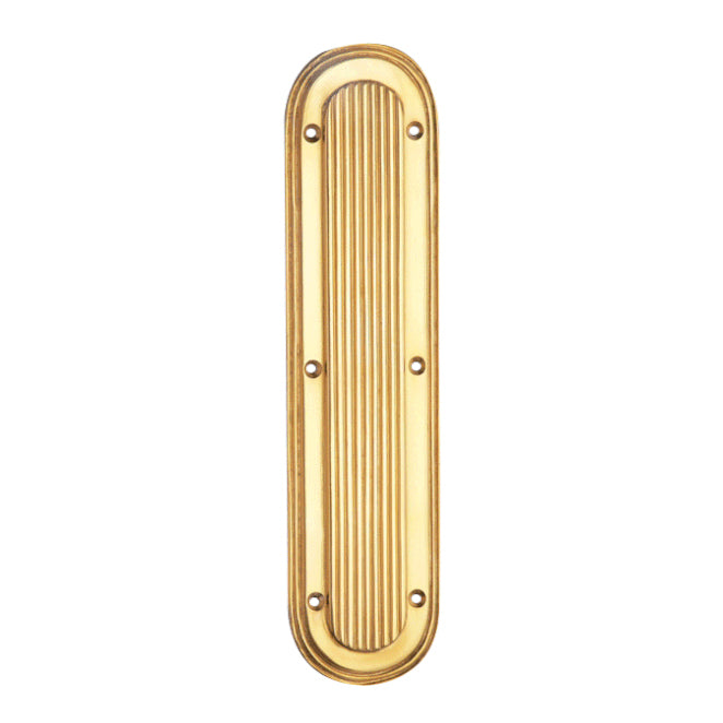 COPPER MOUNTAIN HARDWARE 10 1/2 Inch Art Deco Style Door Pull and Push Plate (Polished Brass Finish)