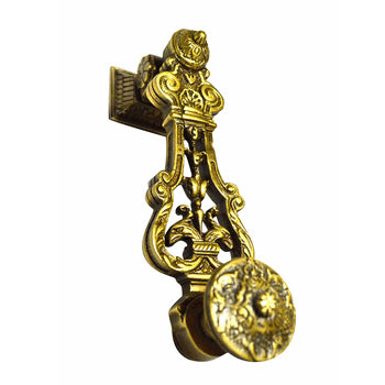 Copper Mountain Hardware 9 Inch (7 3/4 Inch c-c) French Empire Style Lost Wax Cast Door Knocker (Antique Brass Finish)