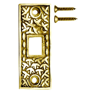 COPPER MOUNTAIN HARDWARE 2 1/4 Inch Solid Brass Rice Pattern Pocket Door Strike Plate (Polished Brass Finish)