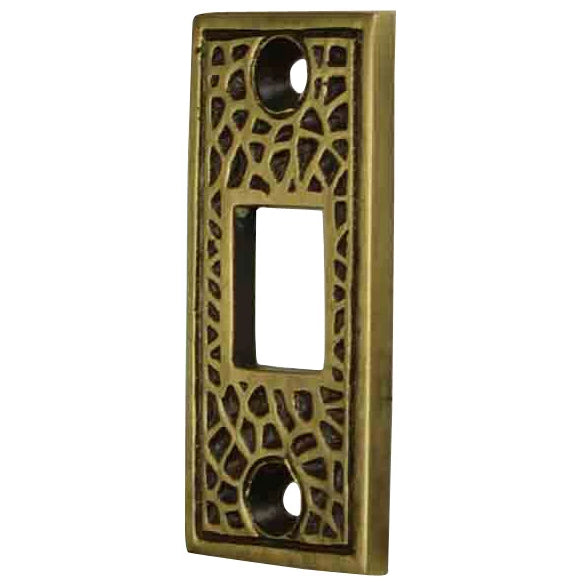 COPPER MOUNTAIN HARDWARE Solid Brass Craftsman Pocket Door Strike Plate (Antique Brass Finish)