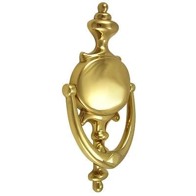 Copper Mountain Hardware 8 Inch (4 3/4 Inch c-c) Solid Brass Traditional Door Knocker (Polished Brass Finish)