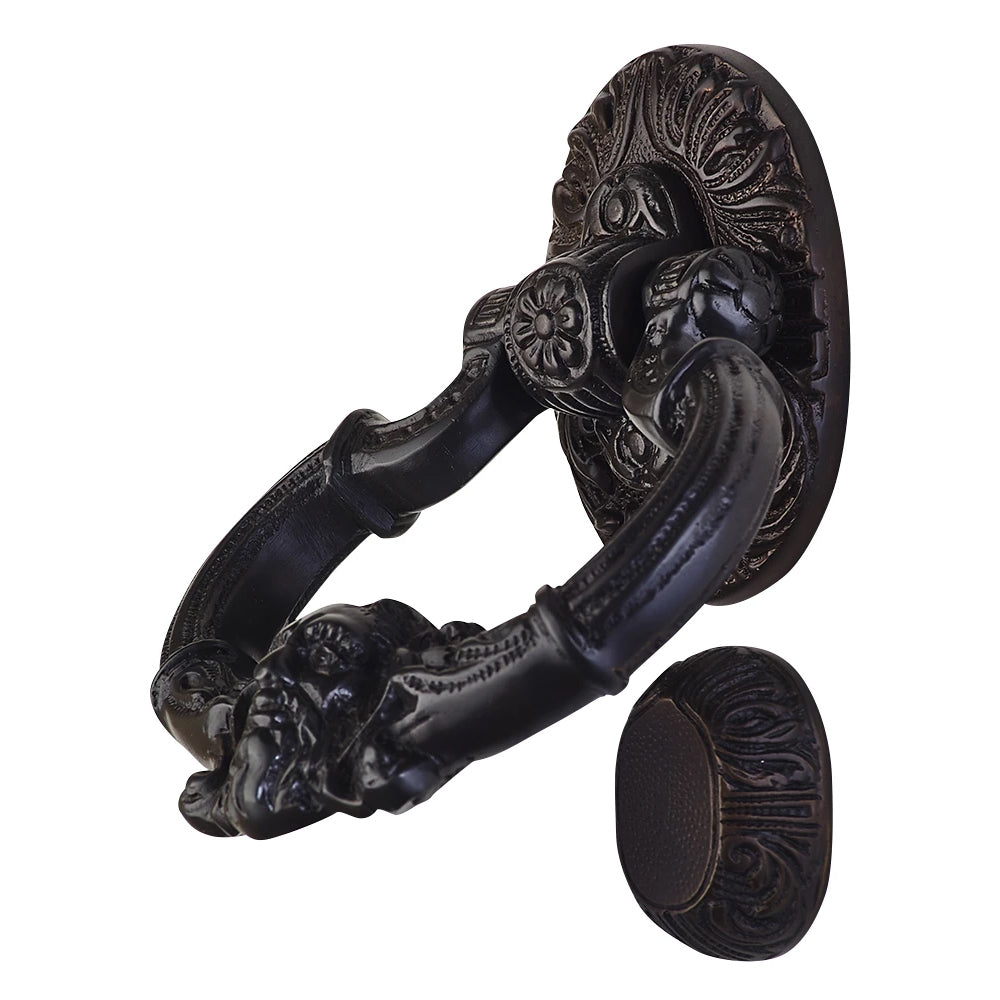 COPPER MOUNTAIN HARDWARE 7 Inch (3 3/8 Inch c-c) Neptune Door Knocker in Solid Brass (Oil Rubbed Bronze Finish)