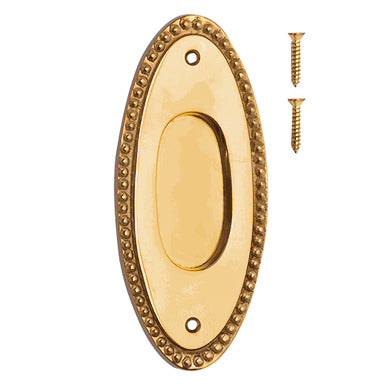 Copper Mountain Hardware 5 7/8 Inch Solid Brass Oval Beaded Door Pull (Polished Brass Finish)