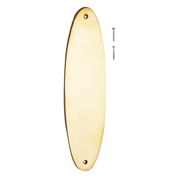 COPPER MOUNTAIN HARDWARE 11 Inch Solid Brass Traditional Oval Push Plate (Polished Brass Finish)