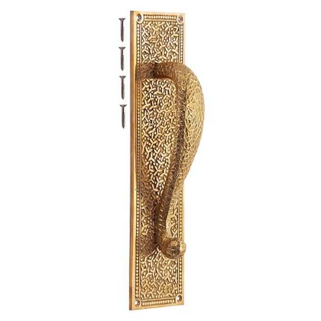 COPPER MOUNTAIN HARDWARE 12 Inch Solid Brass Rice Pattern Door Pull (Lacquered Brass Finish)