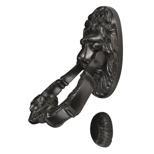 COPPER MOUNTAIN HARDWARE 7 1/2 Inch (3 3/4 Inch c-c) Large Ornate Lion Door Knocker (Oil Rubbed Bronze Finish)