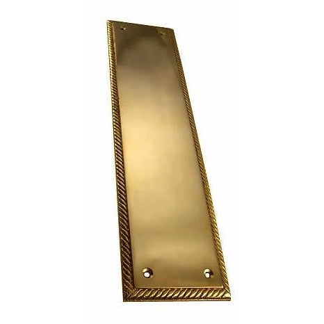 COPPER MOUNTAIN HARDWARE 11 1/2 Inch Georgian Roped Style Door Push Plate (Antique Brass Finish)