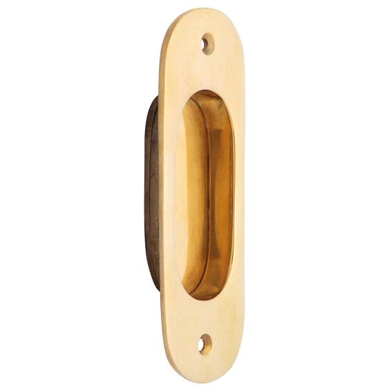 COPPER MOUNTAIN HARDWARE 5 Inch Solid Brass Traditional Style Oval Pocket Door Pull (Polished Brass Finish)