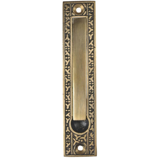 COPPER MOUNTAIN HARDWARE 5 Inch Solid Brass Rice Pattern Edge Pull (Antique Brass Finish)