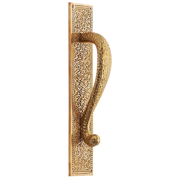 COPPER MOUNTAIN HARDWARE 12 Inch Solid Brass Rice Pattern Door Pull (Polished Brass Finish)